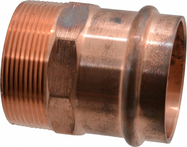 NIBCO Wrot Copper Pipe Adapter: 1/2" Fitting, P x M, Press Fitting, Lead Free - 9030600PC