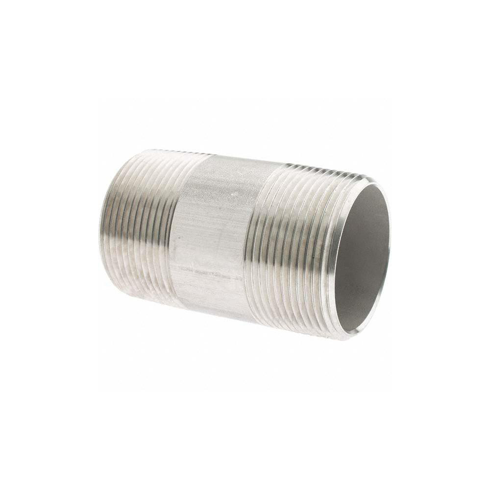 Value Collection Stainless Steel Pipe Nipple: 1-1/2" Pipe, Grade 304 & 304L - 4BN11/2*3