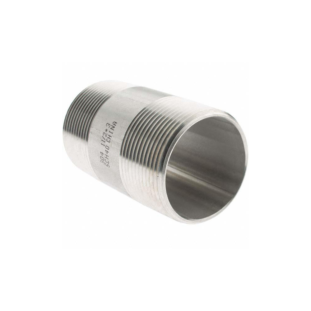 Value Collection Stainless Steel Pipe Nipple: 1-1/2" Pipe, Grade 304 & 304L - 4BN11/2*3