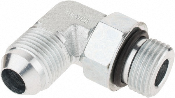 Parker Steel Flared Tube 90 Deg Straight Thread Elbow: 3/8" OD, 37 deg Flared Angle - KP65466