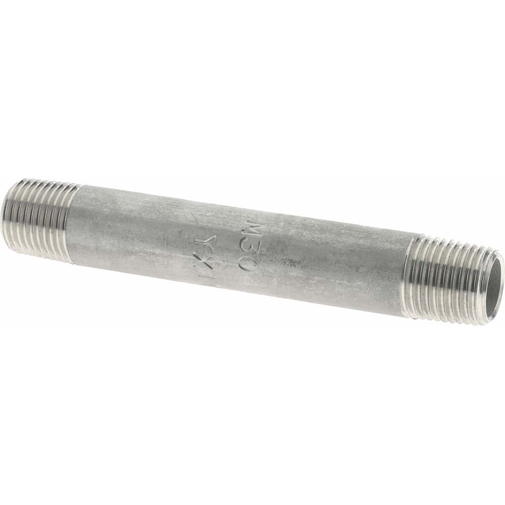 Merit Brass Stainless Steel Pipe Nipple: 1/8" Pipe, Grade 304 & 304L - 4002-250