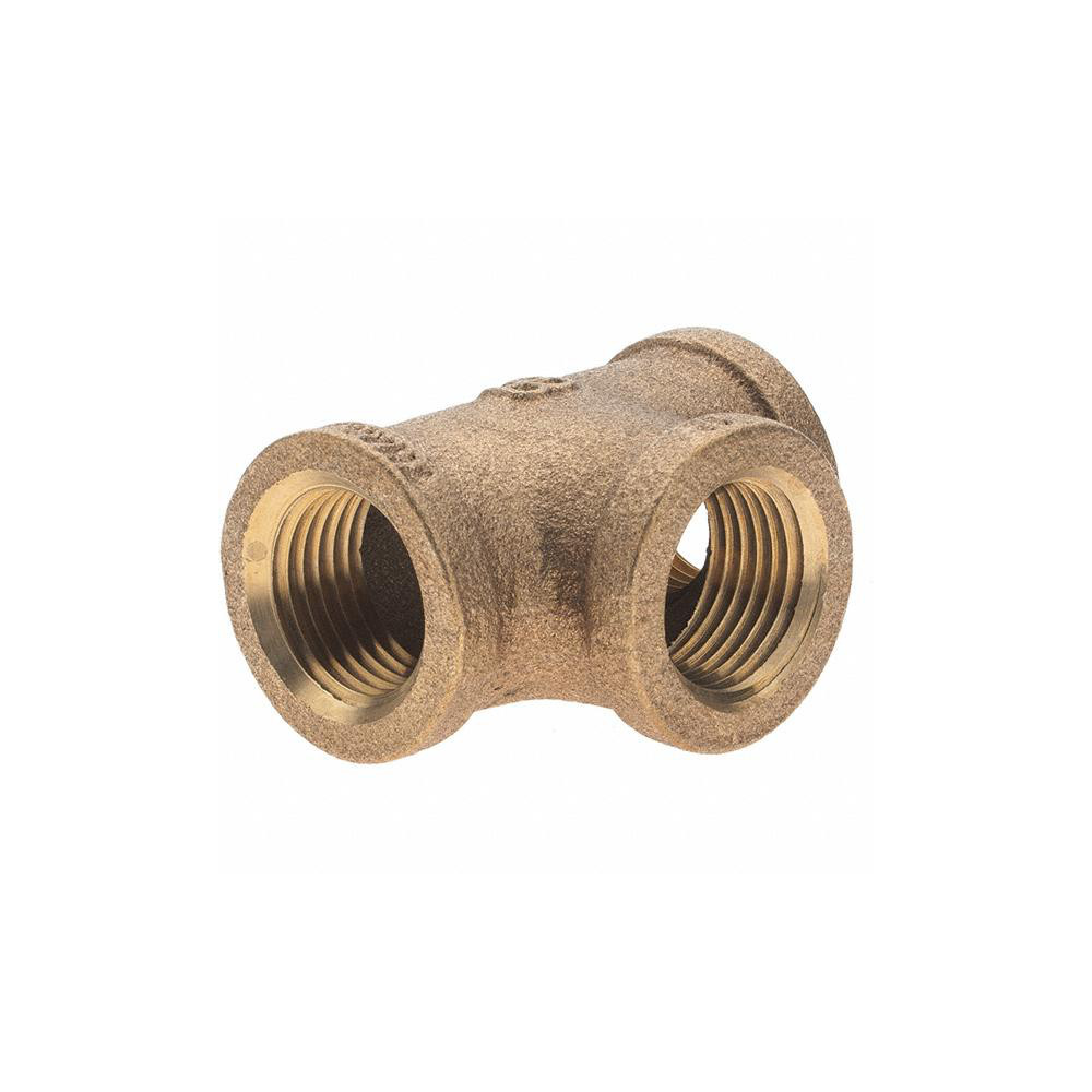 Merit Brass Brass Pipe Tee: 1/2" Fitting, Threaded, FNPT x FNPT x FNPT, Class 125 - X106-08