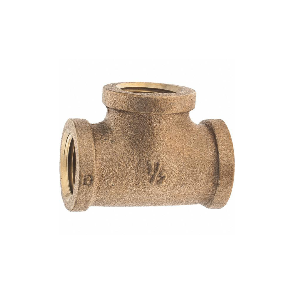 Merit Brass Brass Pipe Tee: 1/2" Fitting, Threaded, FNPT x FNPT x FNPT, Class 125 - X106-08