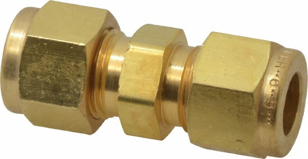 Parker Compression Tube Union: 3/8" Tube OD, Compression x Compression - 6SC6-B