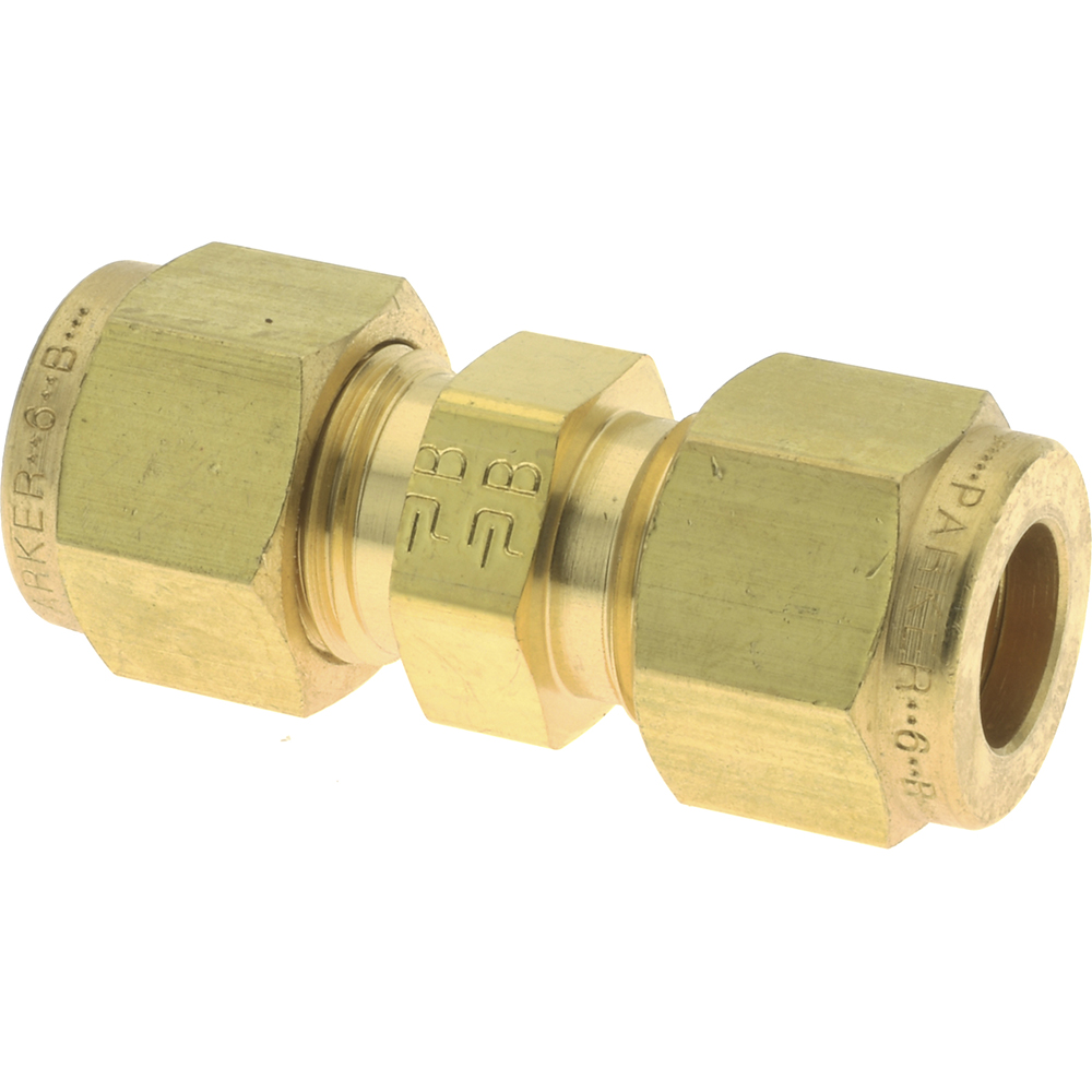 Parker Compression Tube Union: 3/8" Tube OD, Compression x Compression - 6SC6-B
