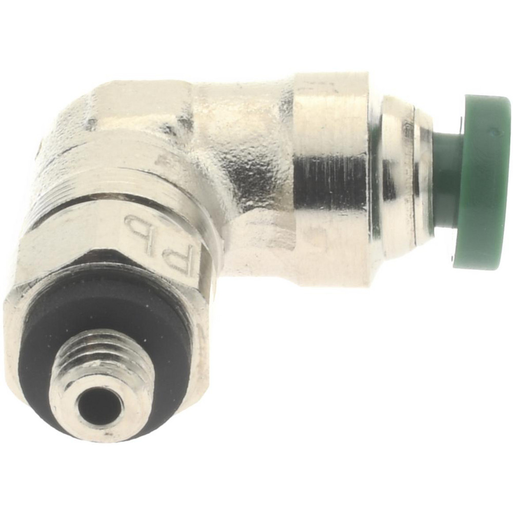 Parker Push-to-Connect Push-to-Connect x Male NPTF Fitting: 90 deg Swivel Elbow, #10-32 Thread, NPTF, 1/8" OD - 169PLP-2-0