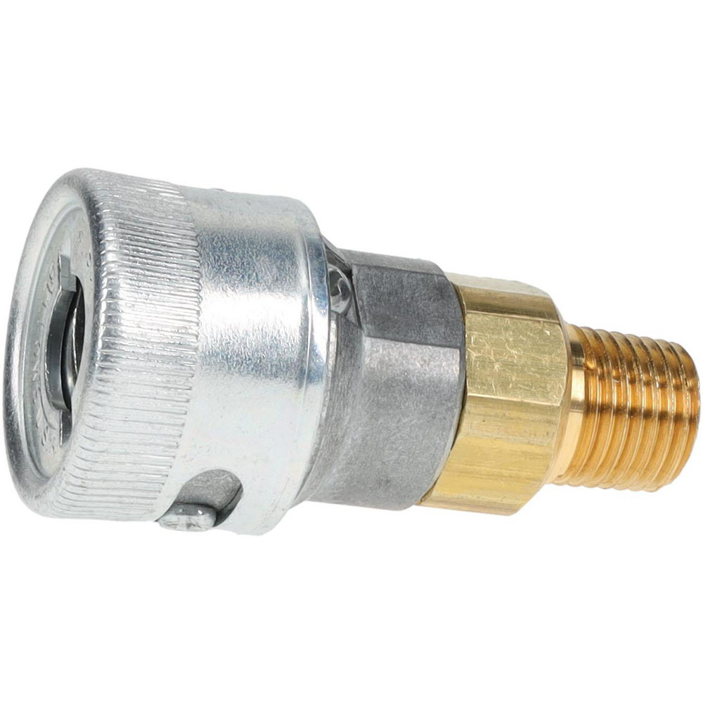 Parker Pneumatic Hose Coupling: 1/4-18, 1/4" Body Dia, Schrader Twist-Lock Interchange - TL-251-4MP