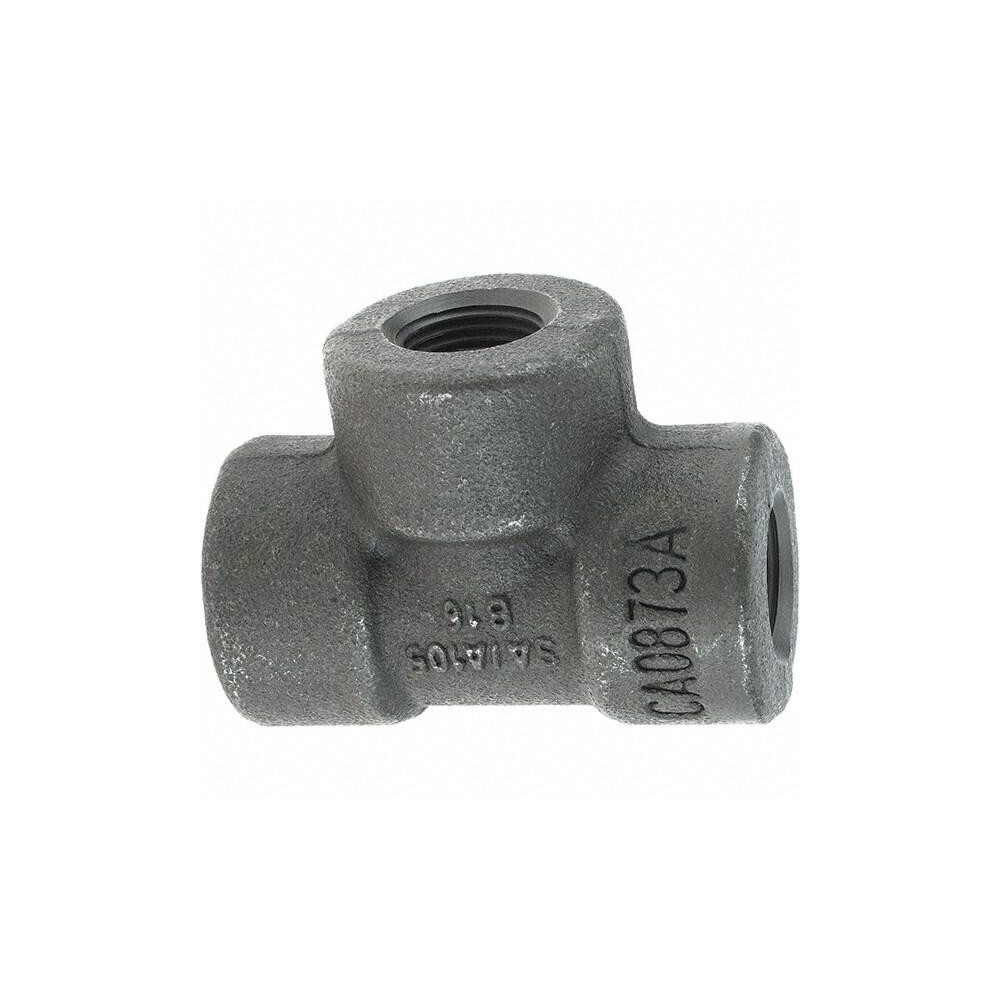 Anvil Black Pipe Fittings: Tee, 3/8", Threaded, Forged Carbon Steel - 0361119407
