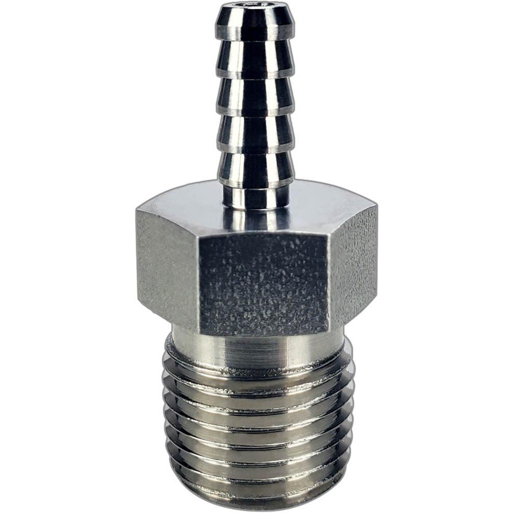 Parker Barbed Tube Male Connector: Multiple Barbs, 10-32 UNF - 27-2