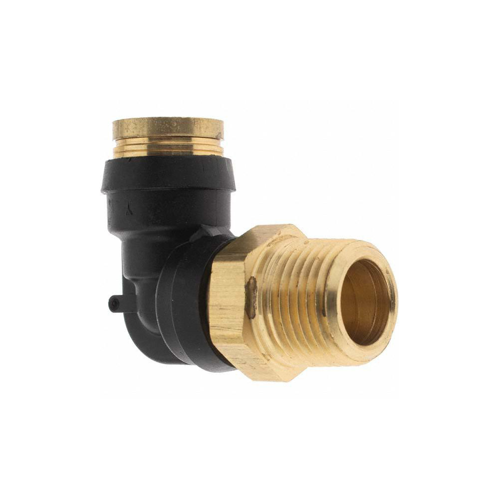 Parker Push-to-Connect Tube x MNPT x Tube x Male Fitting: 90 deg Swivel Elbow, 3/8" OD - PF-00058
