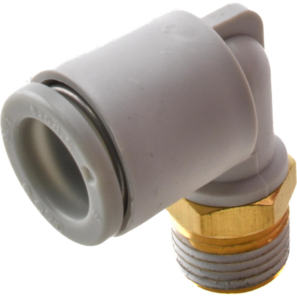 SMC PNEUMATICS Push-to-Connect Push-to-Connect Fitting: Elbow, BSPT, 8.00 mm OD - KQ2L08-01AS
