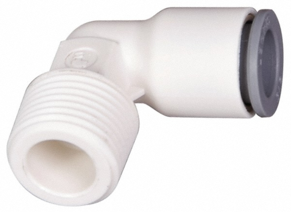 Parker Push-to-Connect Fitting: Male Elbow, NPTF, 1/4" OD - 72338908