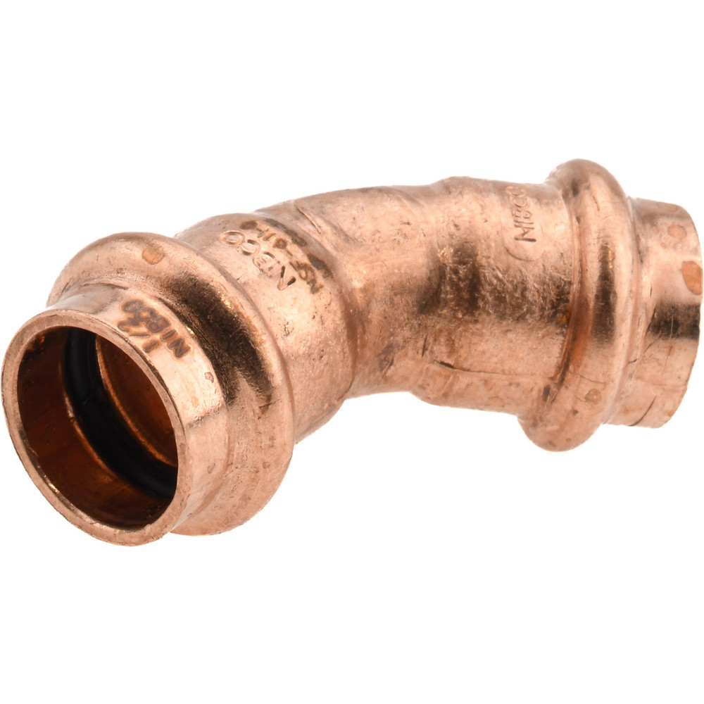 NIBCO Wrot Copper Pipe 45 ° Elbow: 1/2" Fitting, P x P, Press Fitting, Lead Free - 9042800PC
