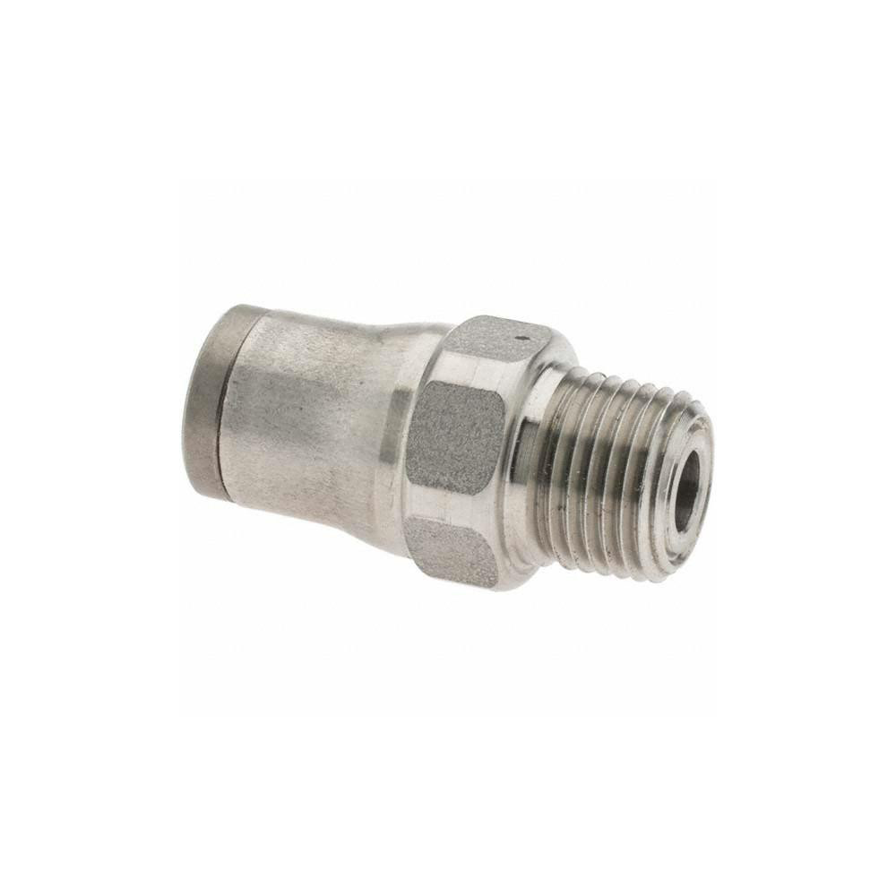 Parker Push-to-Connect Tube x MNPT x Tube x Male Fitting: Connector, NPT, 1/4" OD - 38055611