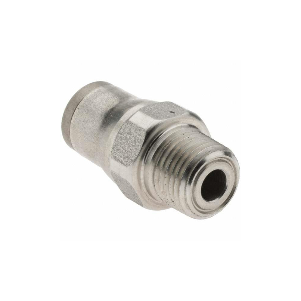 Parker Push-to-Connect Tube x MNPT x Tube x Male Fitting: Connector, NPT, 1/4" OD - 38055611
