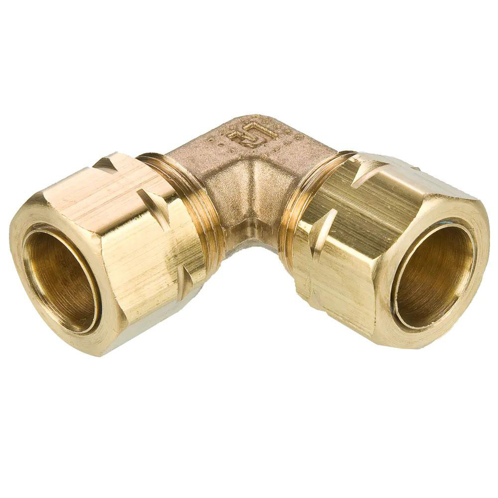 Parker Compression Tube Union Elbow: 1/4" Tube OD, Compression x Compression - 165CA-4