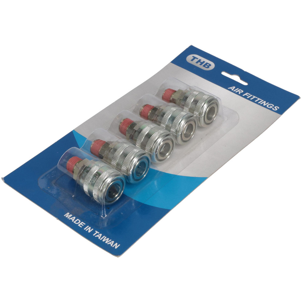 Value Collection 5 Piece 1/4" Body 1/4 NPT 215 psi Zinc ARO Pneumatic Coupling Plug Set - 2321582531