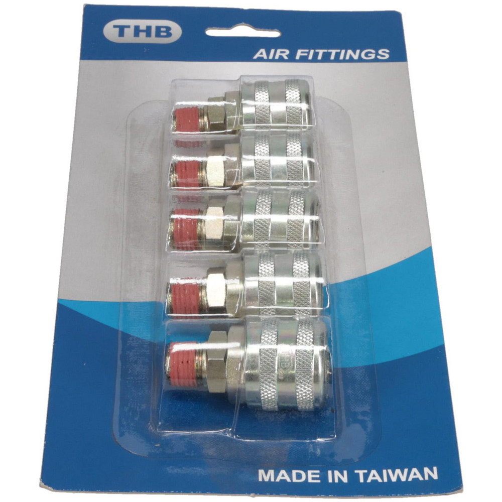 Value Collection 5 Piece 1/4" Body 1/4 NPT 215 psi Zinc ARO Pneumatic Coupling Plug Set - 2321582531