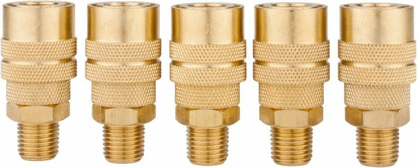 Value Collection 5 Piece 1/4" Body 1/4 NPT 215 psi Zinc ARO Pneumatic Coupling Plug Set - 2321582531