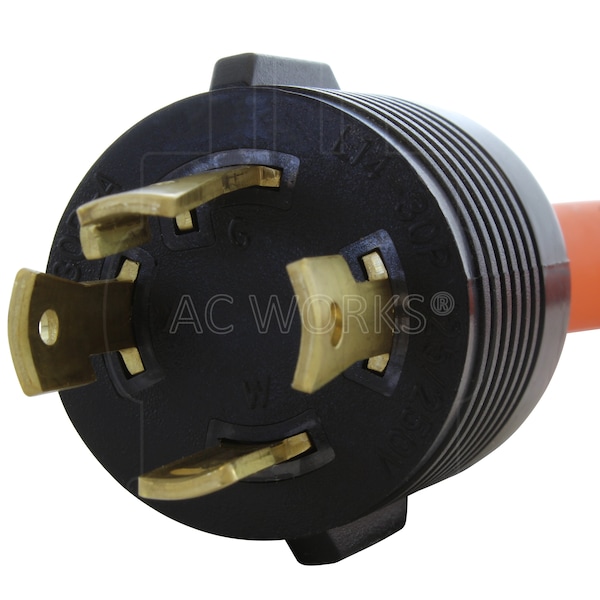 Ac Works 1.5ft L14-30P 4-Prong 30A Plug to 4 NEMA 5-15/20R 20A Adapter Cord - L1430F520-018