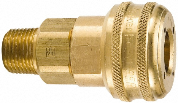 Parker Pneumatic Hose Coupling: 3/8-18, 1/4" Body Dia, Industrial Interchange - 23KAAN17MPN