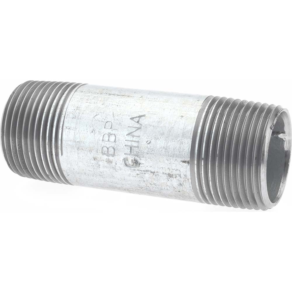 Value Collection Galvanized Pipe Nipple: 1", 4" Long, Schedule 40, Steel - MSCNG06040