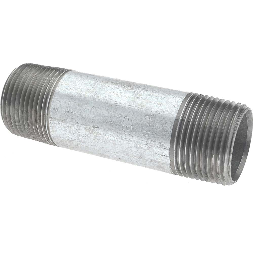 Value Collection Galvanized Pipe Nipple: 1", 4" Long, Schedule 40, Steel - MSCNG06040