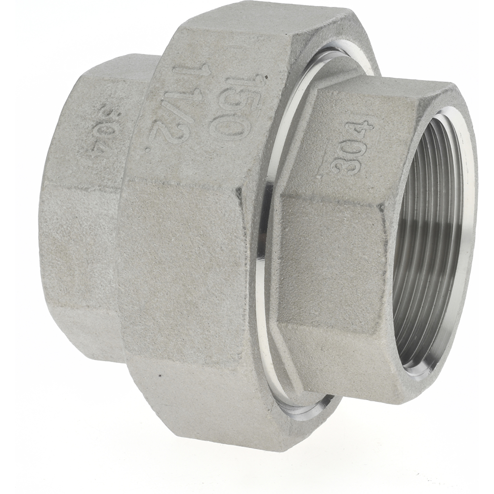 Merit Brass Pipe Union: 1-1/2", 304 Stainless Steel - K487-24