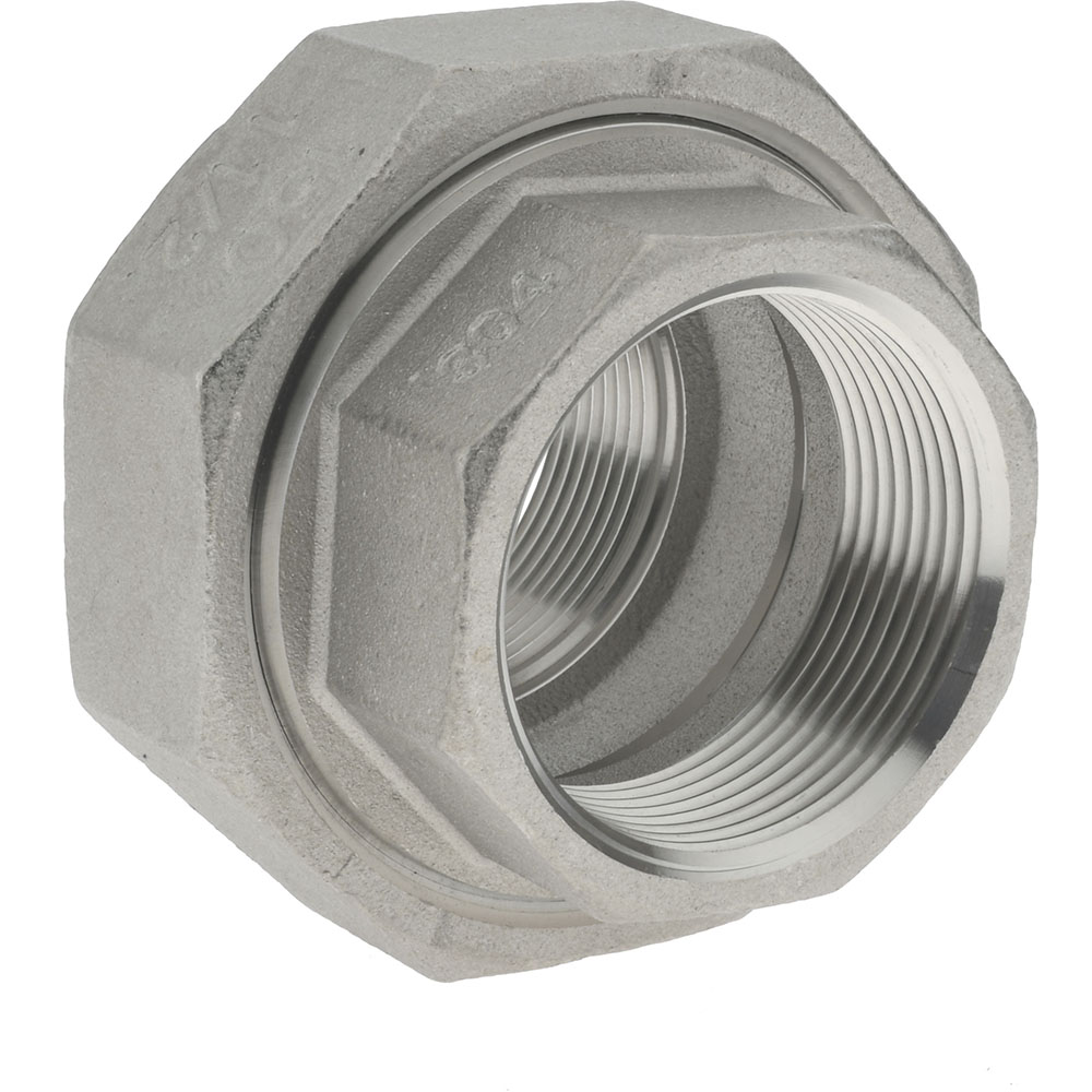 Merit Brass Pipe Union: 1-1/2", 304 Stainless Steel - K487-24