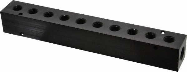 SMC PNEUMATICS Manifold: 3/8" Inlet, 1/4" Outlet, 2 Inlet Ports, 6 Outlet Ports - KM11-07-11-6