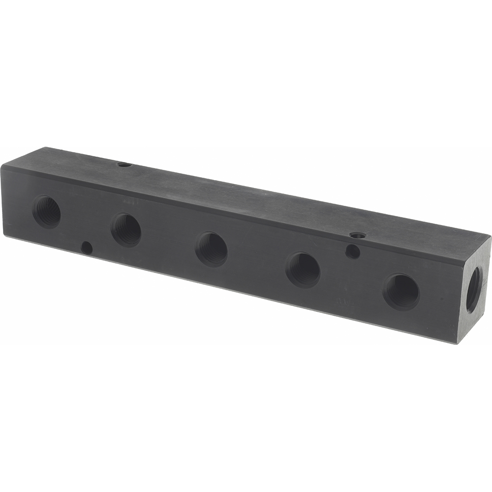 SMC PNEUMATICS Manifold: 3/8" Inlet, 1/4" Outlet, 2 Inlet Ports, 6 Outlet Ports - KM11-07-11-6