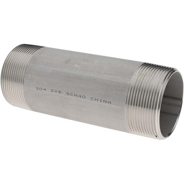 Value Collection Stainless Steel Pipe Nipple: 2" Pipe, Grade 304 & 304L - 4BN2*6