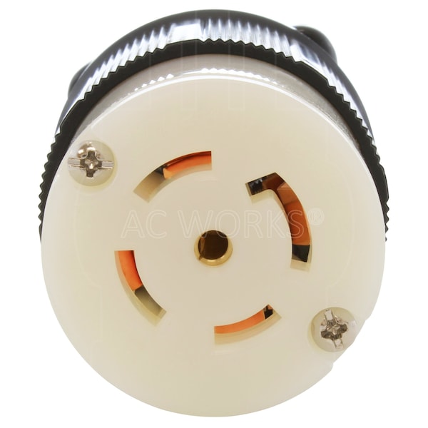 Ac Works NEMA L22-30R 30A 3-Phase Y 277/480V 5-Prong Locking Female Connector in Black with UL, C-UL Approval - ASL2230R-BK