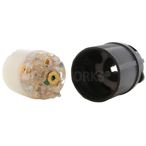 Ac Works NEMA L22-30R 30A 3-Phase Y 277/480V 5-Prong Locking Female Connector in Black with UL, C-UL Approval - ASL2230R-BK