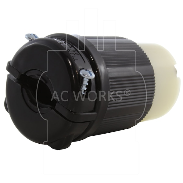 Ac Works NEMA L22-30R 30A 3-Phase Y 277/480V 5-Prong Locking Female Connector in Black with UL, C-UL Approval - ASL2230R-BK
