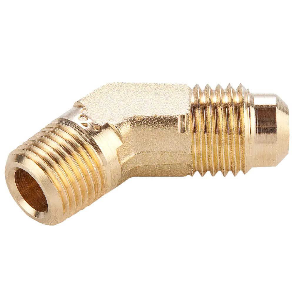 Parker Brass Flared Tube 45 Deg Male Elbow: 3/8" OD, 3/8-18 Thread, 45 deg Flared Angle - 159F-6-6