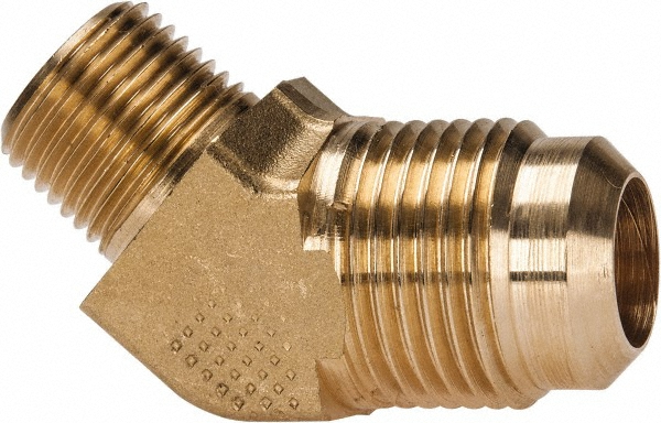 Parker Brass Flared Tube 45 Deg Male Elbow: 3/8" OD, 3/8-18 Thread, 45 deg Flared Angle - 159F-6-6