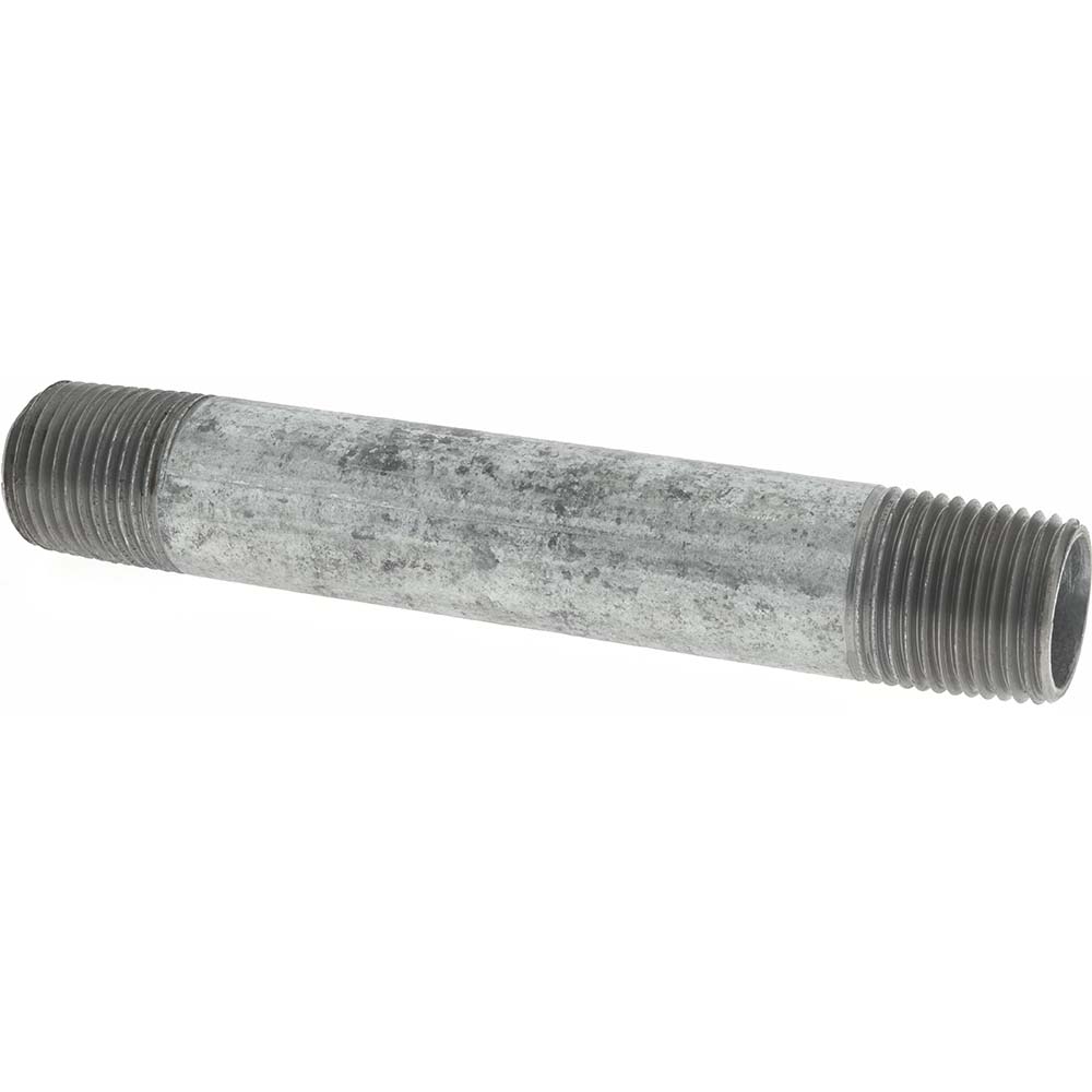 Value Collection Galvanized Pipe Nipple: 1/2", 1-1/8" Long, Schedule 40, Steel - NG04001