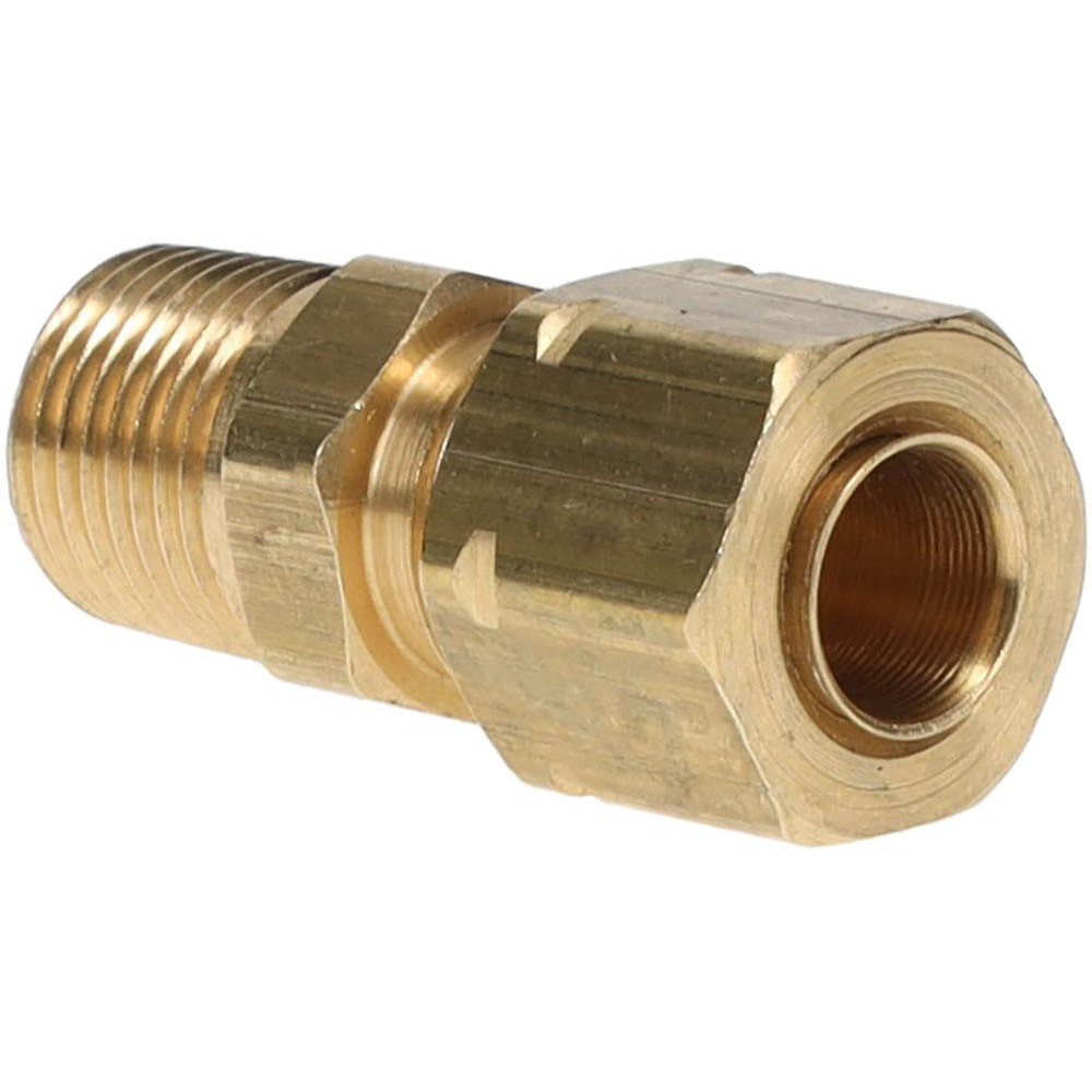 Parker Compression Tube Male Connector: 1/8-27, 1/4" Tube OD, Compression x MNPTF - 68CA-4-2