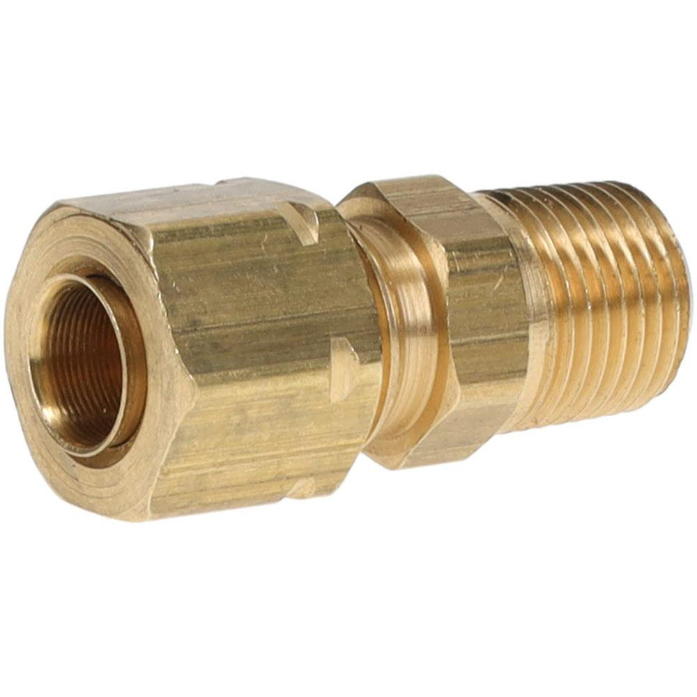 Parker Compression Tube Male Connector: 1/8-27, 1/4" Tube OD, Compression x MNPTF - 68CA-4-2