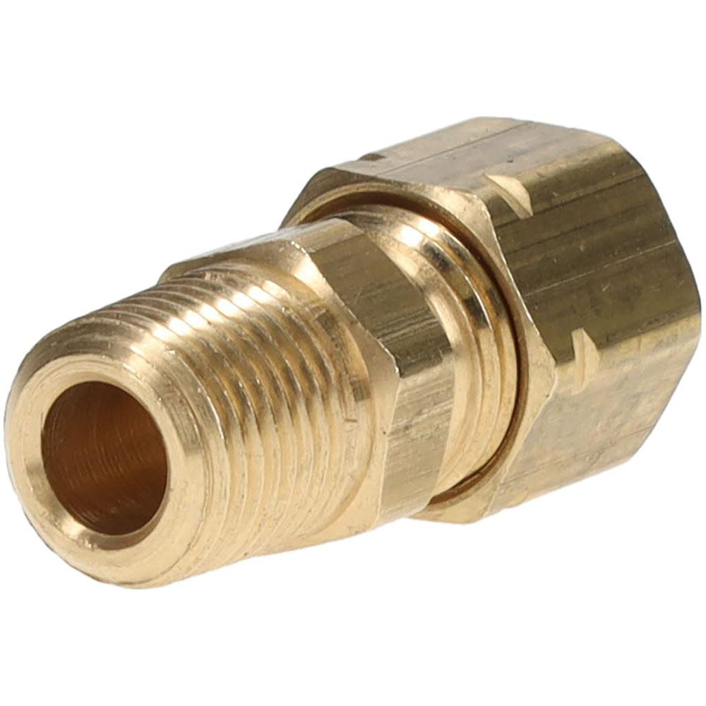 Parker Compression Tube Male Connector: 1/8-27, 1/4" Tube OD, Compression x MNPTF - 68CA-4-2
