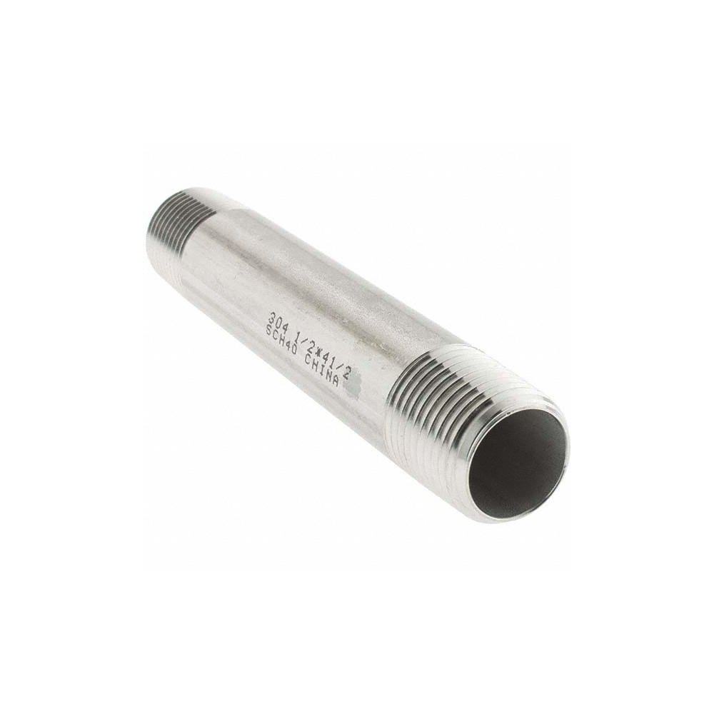Value Collection Stainless Steel Pipe Nipple: 1/2" Pipe, Grade 304 & 304L - 4BN1/2*41/2
