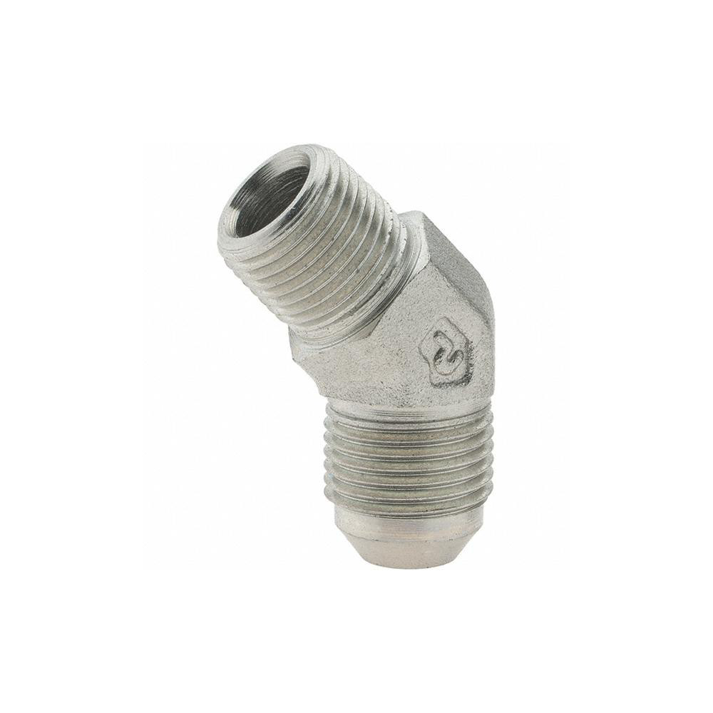 Parker Steel Flared Tube 45 Deg Male Elbow: 1/2" OD, 37 deg Flared Angle - KP17669