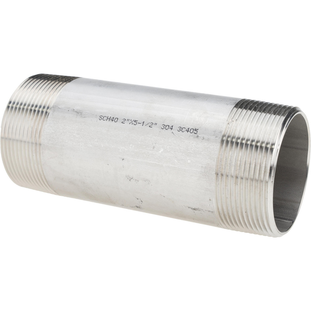 Merit Brass Stainless Steel Pipe Nipple: 2" Pipe, Grade 304 & 304L - 4032-550