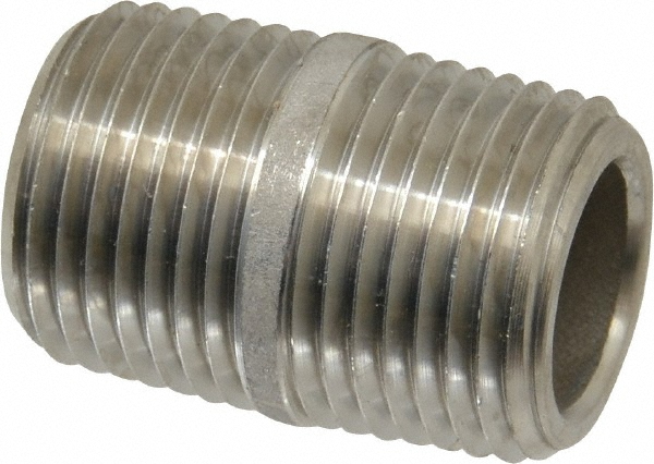 Merit Brass Stainless Steel Pipe Nipple: 3/8" Pipe, Grade 304 & 304L - 4506-350