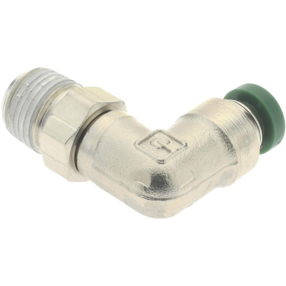 Parker Push-to-Connect Push-to-Connect x Male NPTF Fitting: 90 deg Swivel Elbow, 1/8 Thread, NPTF, 5/32" OD - W169PLP-5/32-2