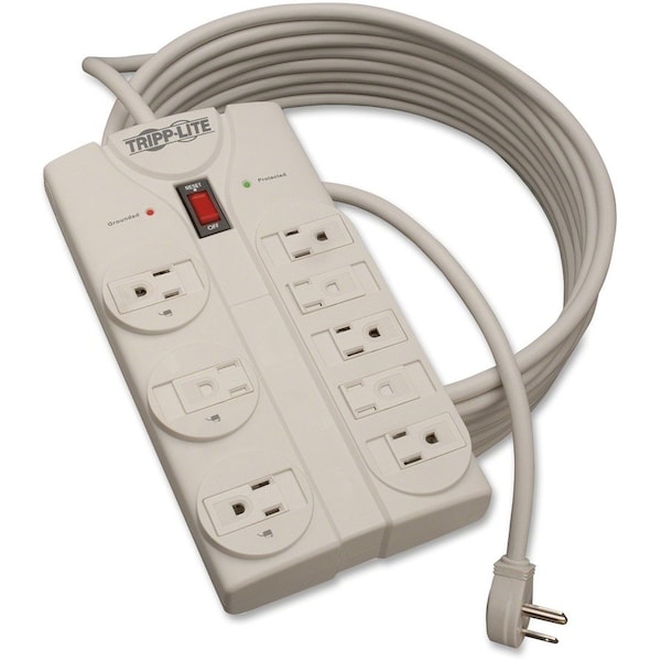 Tripp Lite Surge Protector, 8-Outlets, 25' Cord, Light Gray - TRPTLP825