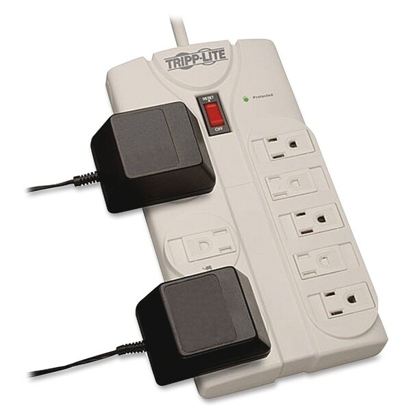 Tripp Lite Surge Protector, 8-Outlets, 25' Cord, Light Gray - TRPTLP825