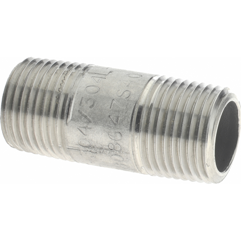 Value Collection Stainless Steel Pipe Nipple: 3/8" Pipe, Grade 304 & 304L - 4BN3/8*21/2