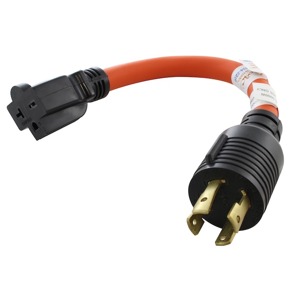 Ac Works 30A 125/250V L14-30P 4-Prong  Plug to 6-15/20 T-blade 15/20A 250V Connector - L1430620-012
